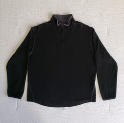 ZEGNA S Sport Men's 1/4 Zip Fleece Pullover (M) Black/Gray