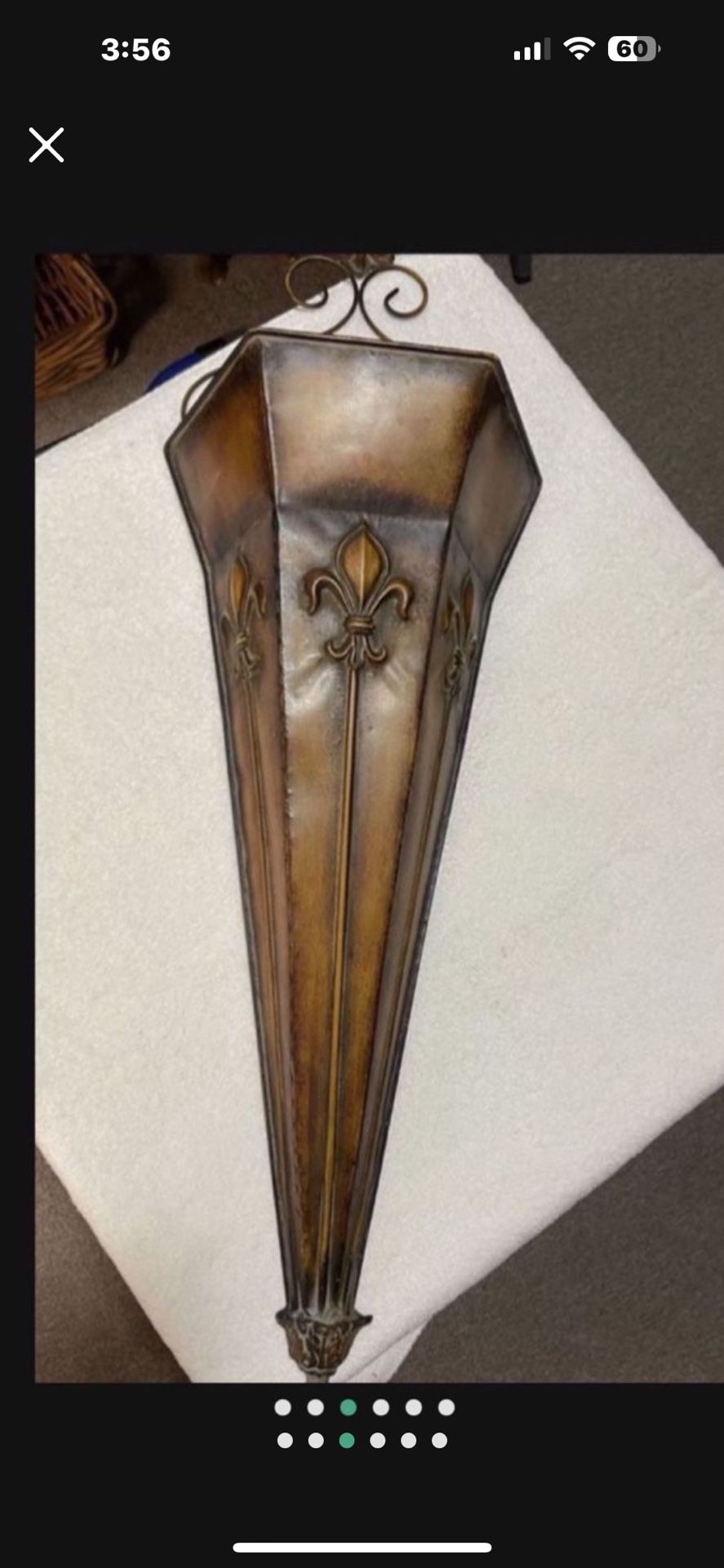 CA. 34” TALL VINTAGE FLEUR DE LIS METAL WALL HANGING
