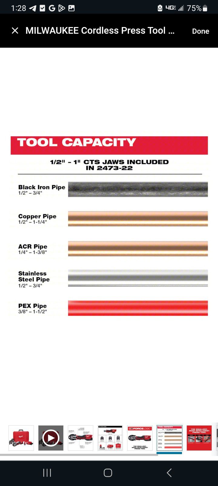 Milwaukee® 2473-22 M12™ FORCELOGIC™ Press Tool 1/2"-1" Kit