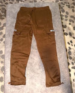 Men's Brown Cargo Jogger Pants - Casual Comfort Large