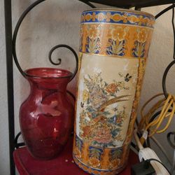 large painted flower vase