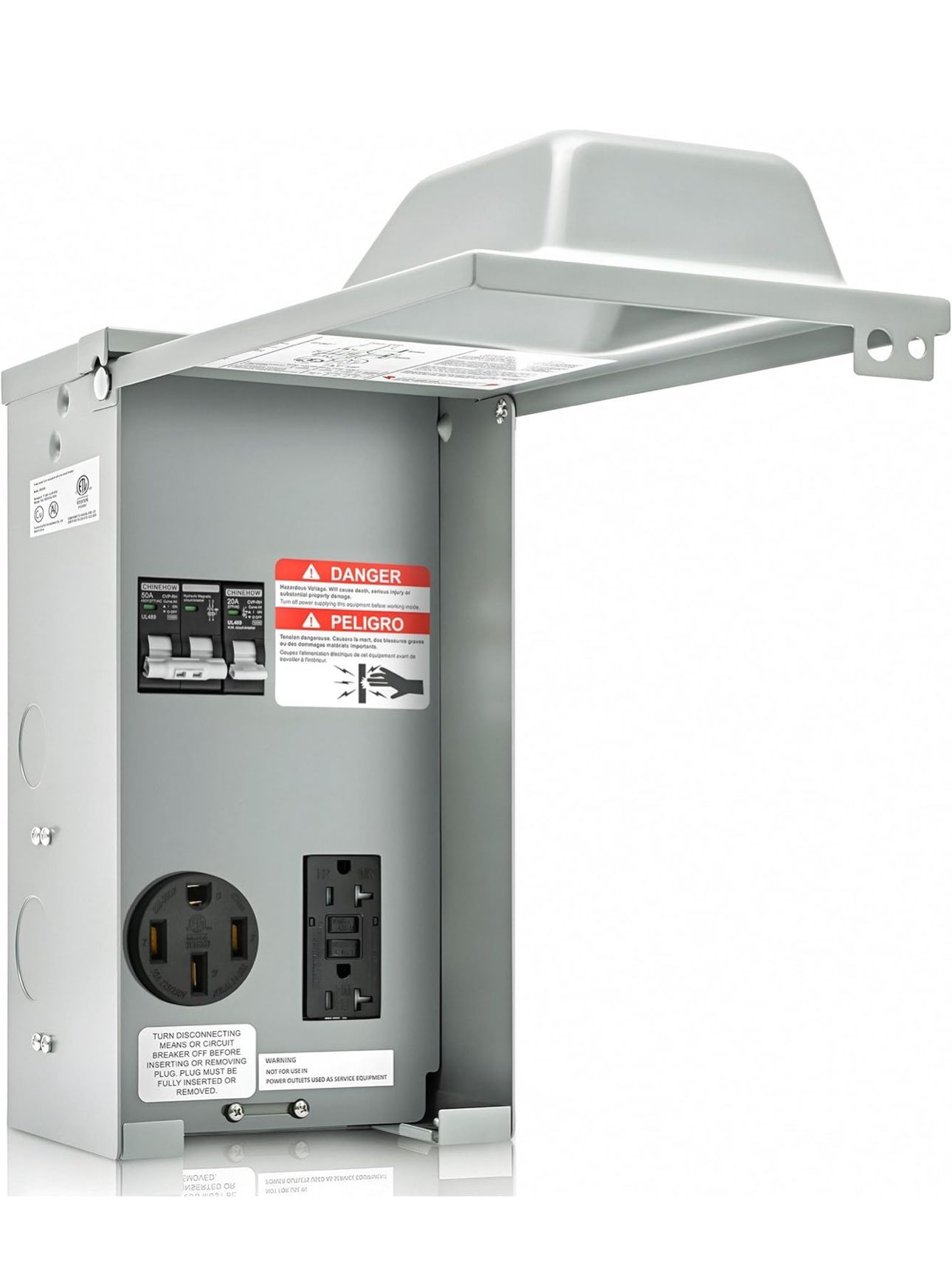 Power Outlet Panel, 50 and 20-Amp Receptacle, RV Electrical Outlet Panel with 30A,20A Circuit Breaker