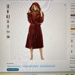 Plush Red Hooded Fleece Women’s Bathrobe