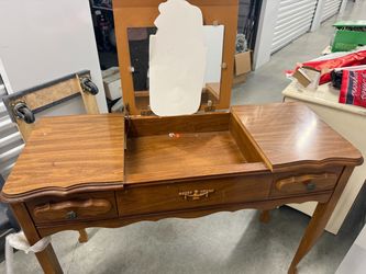 flip-top vanity desk  with mirror.