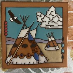 Handcrafted Ceramic Art Tile. $8
