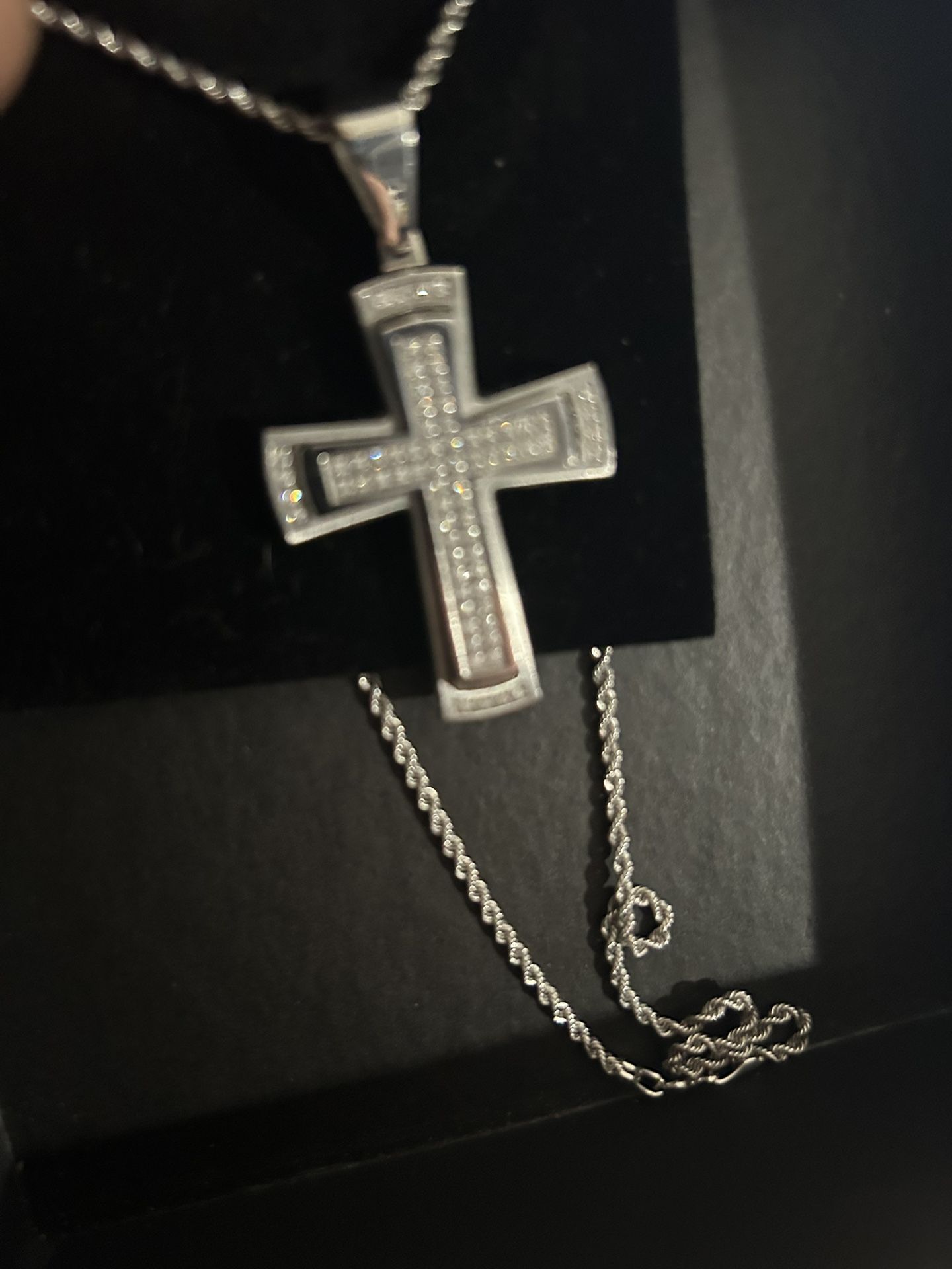 Men's Diamond Pendant with Steel Chain. Passes Diamond Tester!