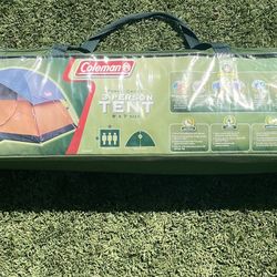 NEW! COLEMAN 3 PERSON TENT - 8 ft X 7 ft. 52” Inside Height