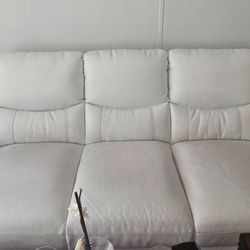2 White Leather Sofas