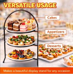 Cake Stand 3 tier or Dessert ,appetizers stand,Cupcake Tea Party Serving Platter Stand for Home Gathering Wedding Party