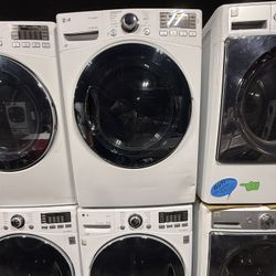 LG White Front Load Washer And Gas Dryer Set 