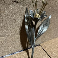 S. Aguda Artist. Pewter And Brass I’m Guessing? Art Nouveau Flower  With Stem And Leafs$40