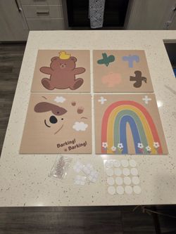 Kids Nursery Wall Art Canvas Panels Set of 4