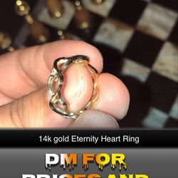 14k Solid Gold Eternity Heart Ring