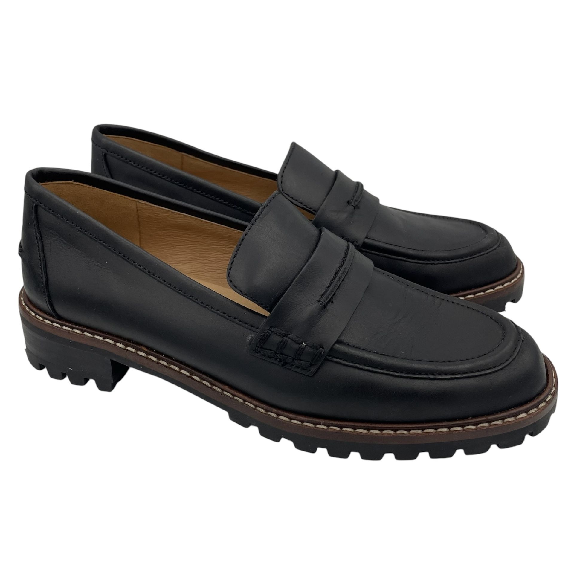 Madewell Corrine black lugsole loafers smooth leather women Size 5.5