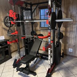 Smith Machine 200 | Adjustable Bench | 245lb Cast Iron Olympic Weights | 7ft Olympic Bar | Fitness | Gym Equipment | FREE DELIVERY/INSTALLATION 🚚 🛠️