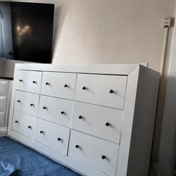 White Dresser, 9 Drawers, Item Width (66”) FREE DELIVERY