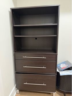 Modern Espresso Bookcase with 3 Drawers & Adjustable Shelves – Excellent Conditio
