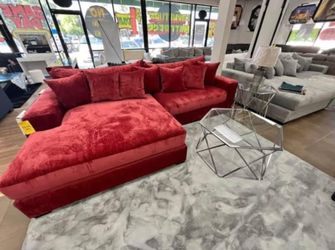 ❤️NEW RED OVERSIZED SECTIONAL JUMBO Chaise Living Room Sofa 💥$10 Down
