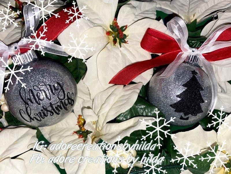 Personalized Christmas tree ornaments place your order $4 each some are sets
