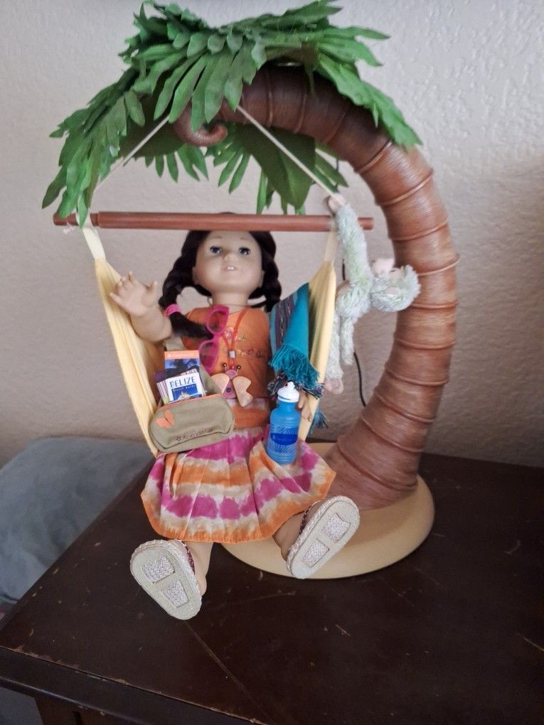 American girl doll of the year Jessie 2006, plus tree/ hammock, monkey