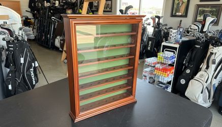 Cherry Wooden Glass Door Wall Hanging 49 Golf Ball Display Cabinet!  17.5x15x3in