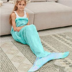 Kids Plush Soft Flannel Fleece Mermaid Tail Blanket