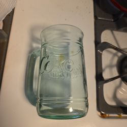 Vintage Coca Cola Green Mugs with Handles Indiana Glass 16oz Coke Beer Mug