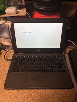 Chrome Dell laptop, wireless mouse included