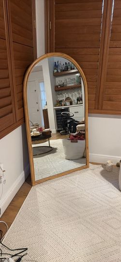 Large Rattan Arched Mirror