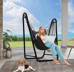 Brand new!Unique U-Shaped Hammock Chair with Stand,Sturdy & Rust-Resistant,Free Gray Cotton Hammock Chair