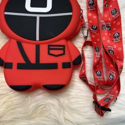 Squid Game Pouch Coin Key Ring Fidget Toy Zip Top Silicone Keychain Wristlet