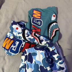 Double hooded bape hoodie full zip up (size small)