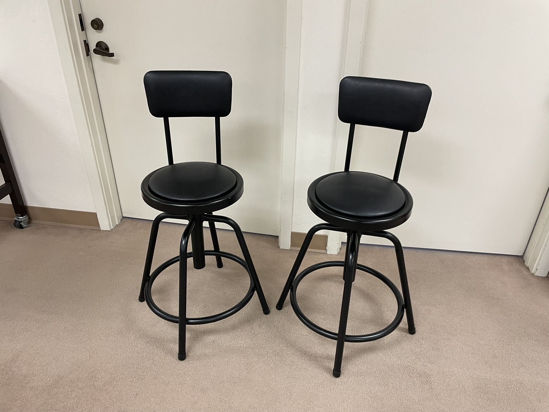 Uline Black Swivel Stools With Backrest Set Of 2