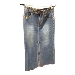 Vintage US POLO ASSN Jean Long Maxi Skirt Womens 7/8 Y2K 90’s Denim Front Slit