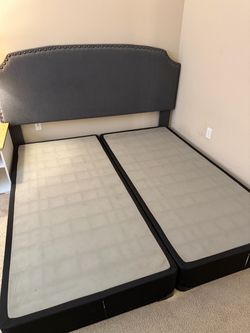 King Upholstered Bed Frame with Headboard