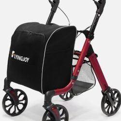 FlyingJoy Red Rollator Red Rollator Walker for Grocery Shopping