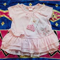 Beverly Hills Princess Pink Butterfly Ruffle Top 18 Months NWT