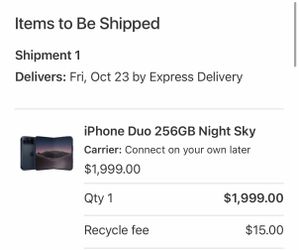 iPhone Duo Oct 23 Delivery 256gb