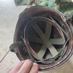 Nice vintage Vietnam war era M1 Army combat helmet I Buy too military collectibles 
