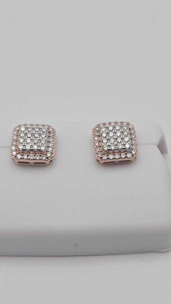 1.00 CTW Moissanite Stud Earrings – Rose Gold Over 925 Silver