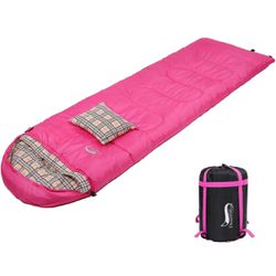 Desert & Fox Cotton Flannel Sleeping Bags with Pillow, 4 Season Warm & Cold Weather Envelope Compression Sack, Lightweight & Portable Backpacking Slee