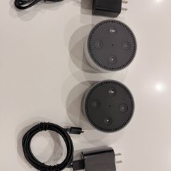 Amazon Echo Dot (Alexa) – 2 Pack – Smart Speakers with Power Adapters