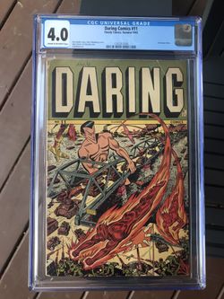 Daring Comics #11 (1945) CGC 4.0 — Alex Schomburg WWII Cover; Sub-Mariner & Human Torch