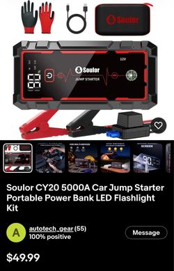 Soulor CY20 5000A Car Jump Starter Portable Power Bank LED Flashlight Kit