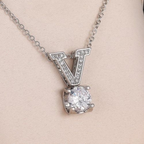 "Trendy Design Letter Big Round Pure Zircon Fashion Necklace, EVGG1102
 
