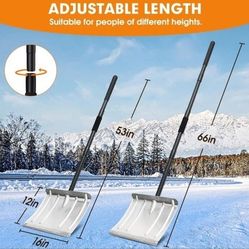 Snow Shovel, Aluminum Portable Snow Pusher