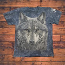 Vintage Y2k The Mountain Shirt Small Grunge Tie Dye Wolf