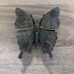 Vintage Brass Butterfly MOD-DEP BREV Ashtray Trinket Box MCM Made In Italy