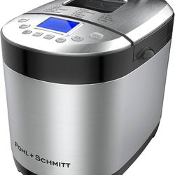 Pohl Schmitt Stainless Steel Bread Machine Bread Maker, 2LB 17-in-1, 14 Settings Incl Gluten Free & Fruit, Nut Dispenser, Nonstick Pan, 3 Loaf Sizes 3