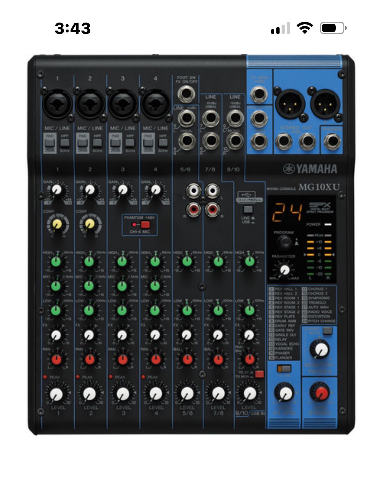 Yamaha MG10XU 10-Input Mixer with Built-In FX and 2-In/2-Out USB Interface